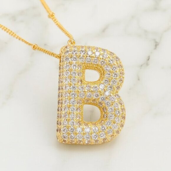“Hailey” Bubble Bling Letter Necklace - Picture 4 of 5